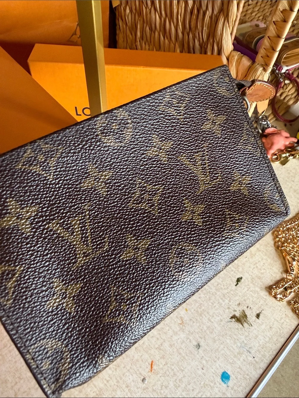 Louis Vuitton Monogram Canvas Zip Pouch in Dark Brown